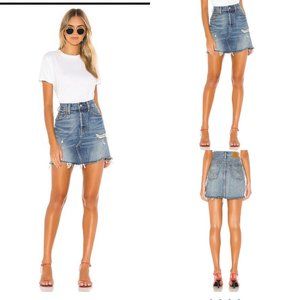 Levis Premium High Rise Deconstructed Denim Skirt in High Plains Size 27 revolve